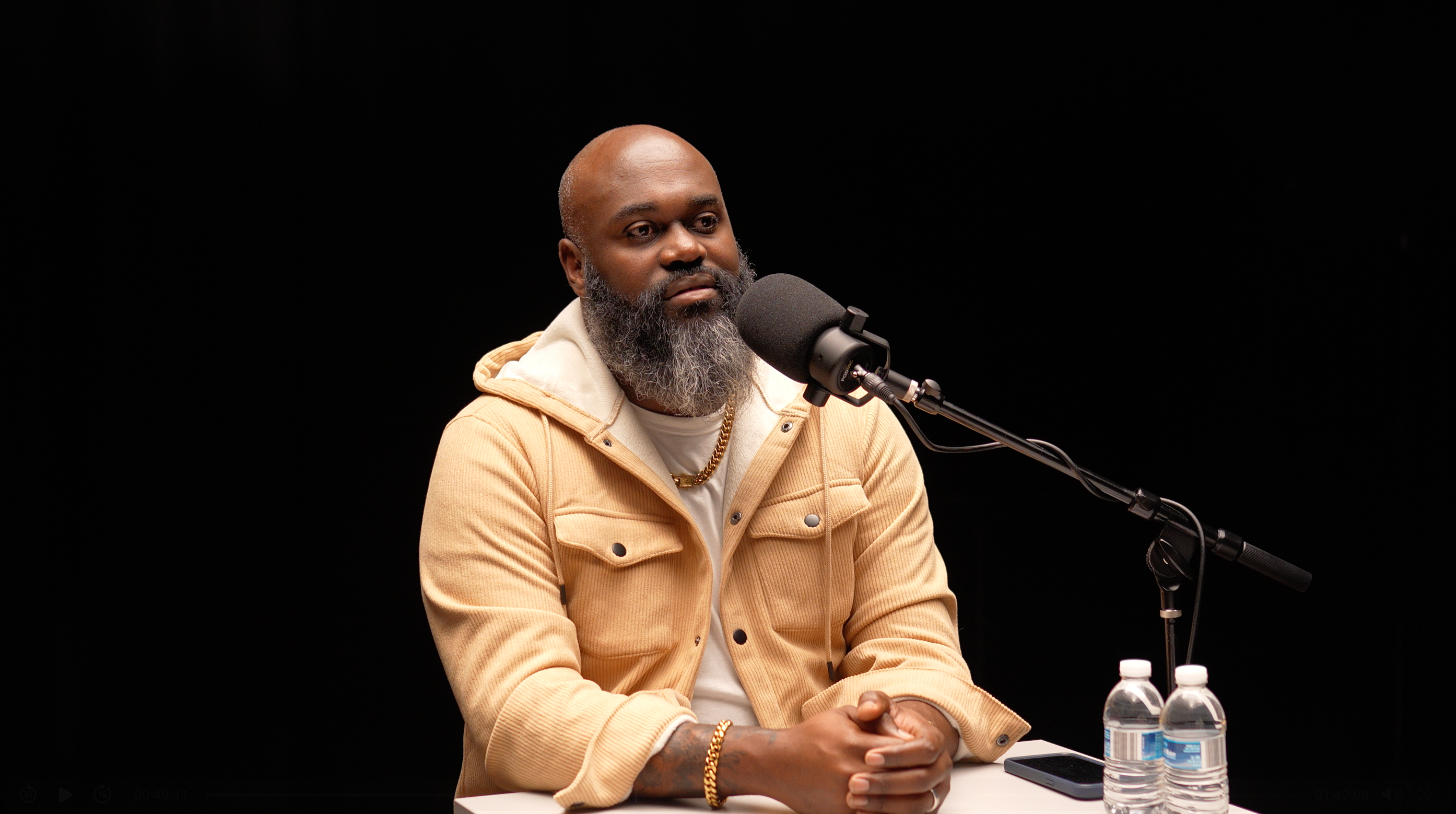 A podcast set with host Rodlin Pierre